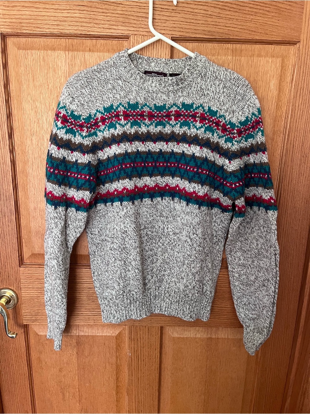 Vintage the Contour Gray Fair Isle Crewneck Sweater - Men